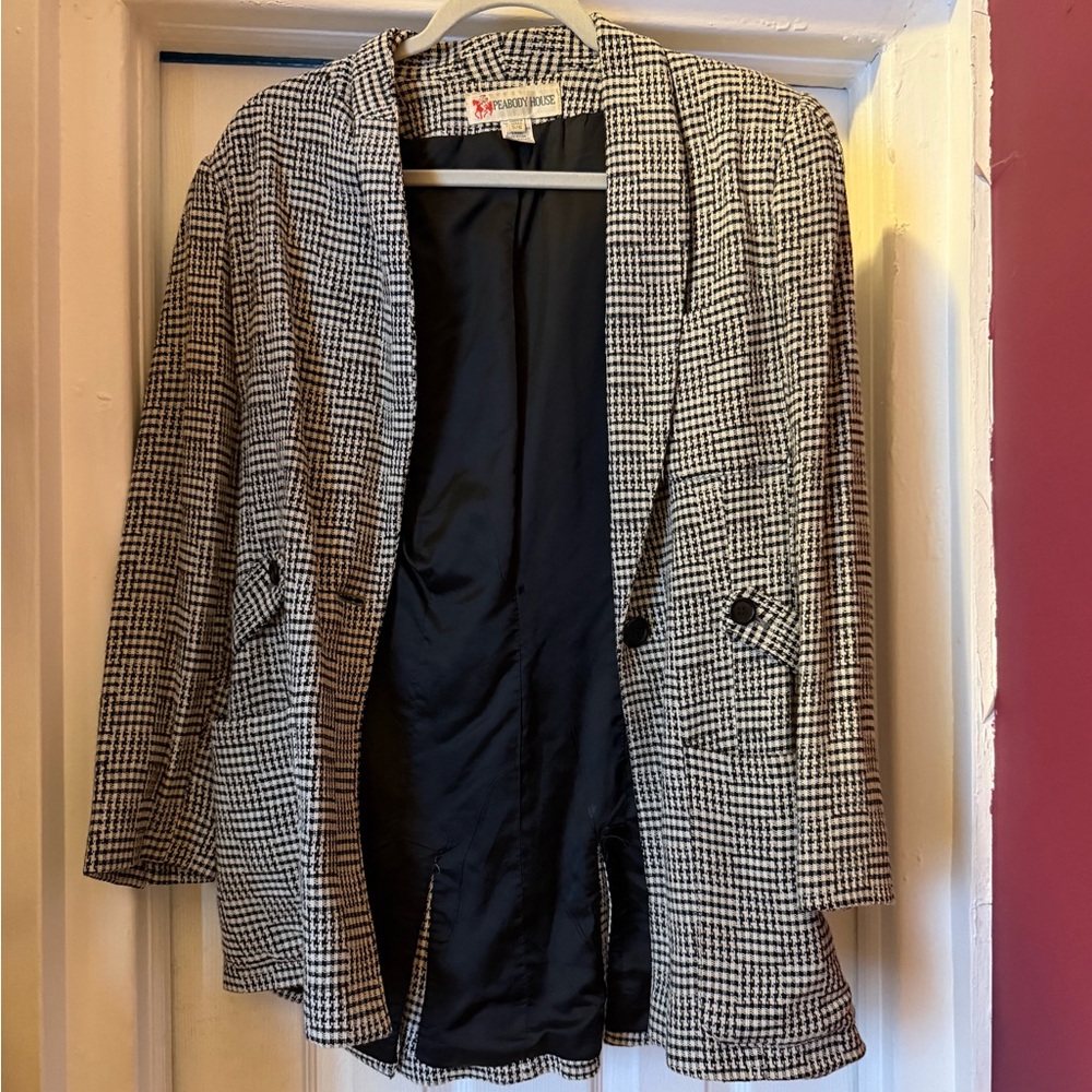 Vintage Peabody House Black and White Checkered Blazer